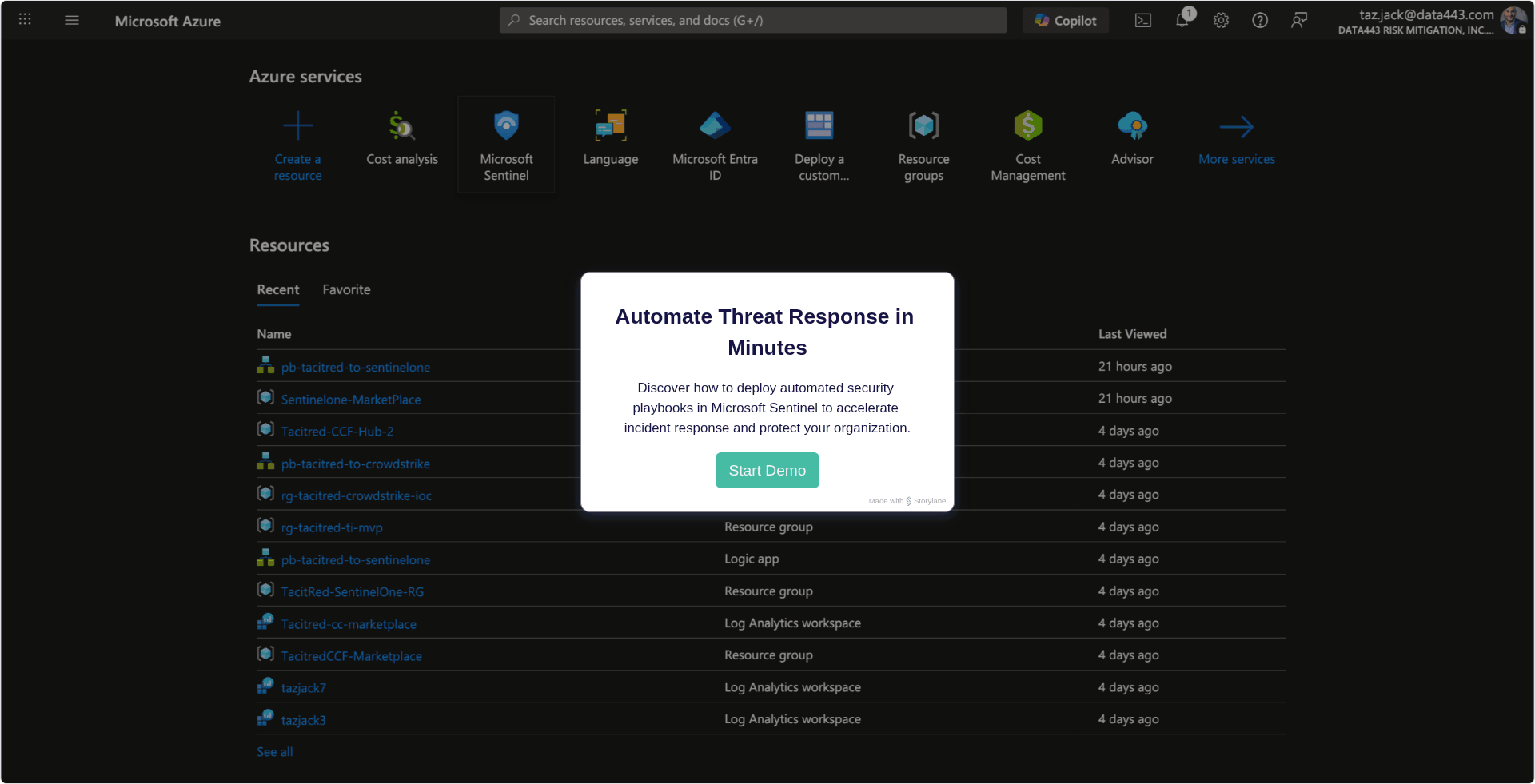 TacitRed SentinelOne Microsoft Azure Demo